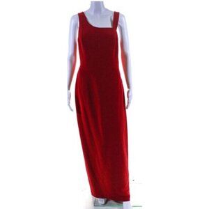 Andrea Polizzi Womens Back Slit Cut-Out Zipped Sleeveless Maxi Gown Red Size 10